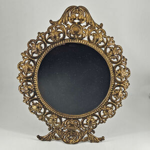 Vintage Iron art Gold Victorian Rococo Holywood Regency Table Vanity Mirror